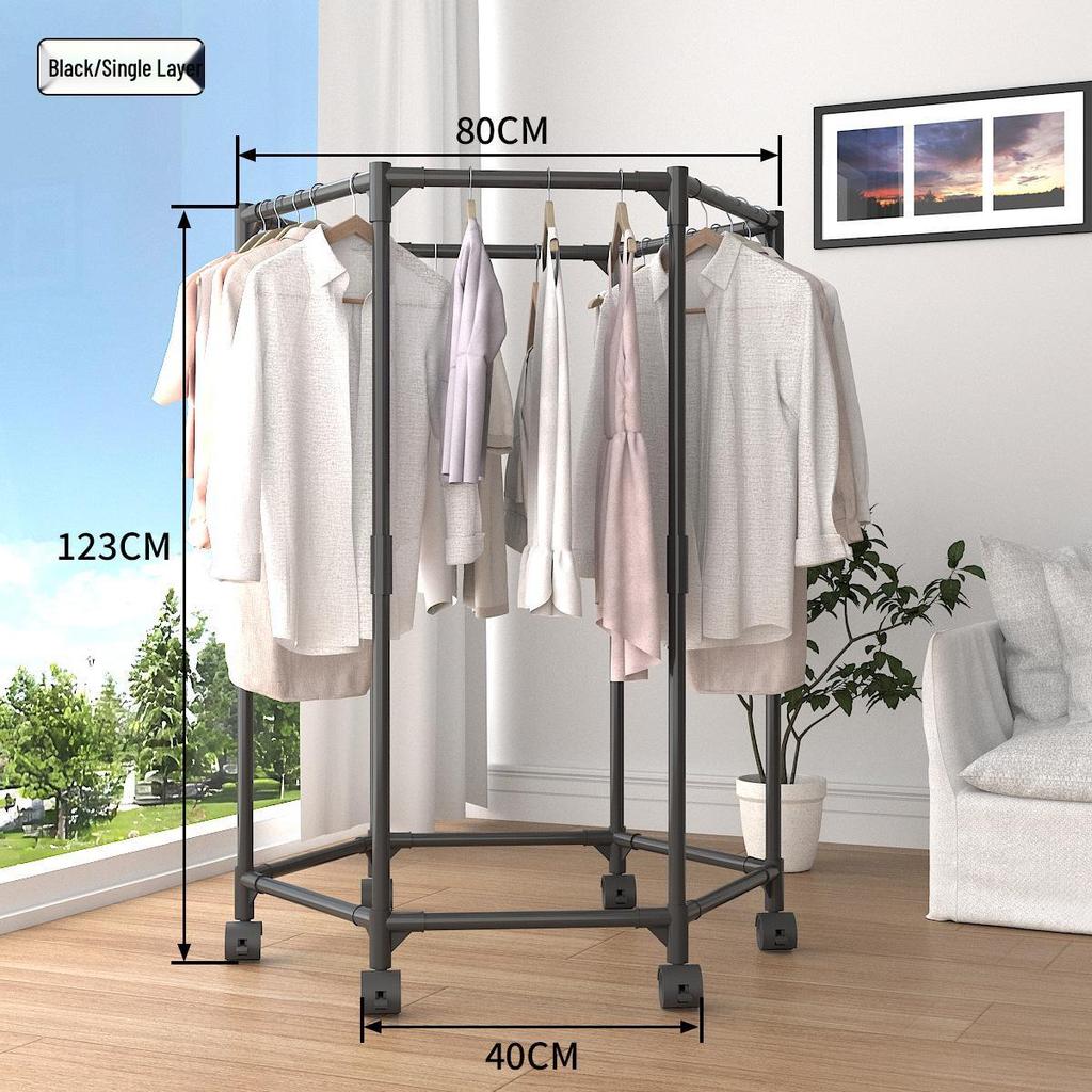 TEMU Movable Clothes Rack: Simple Home Floor, Indoor Balcony & Dormitory Drying Solution.