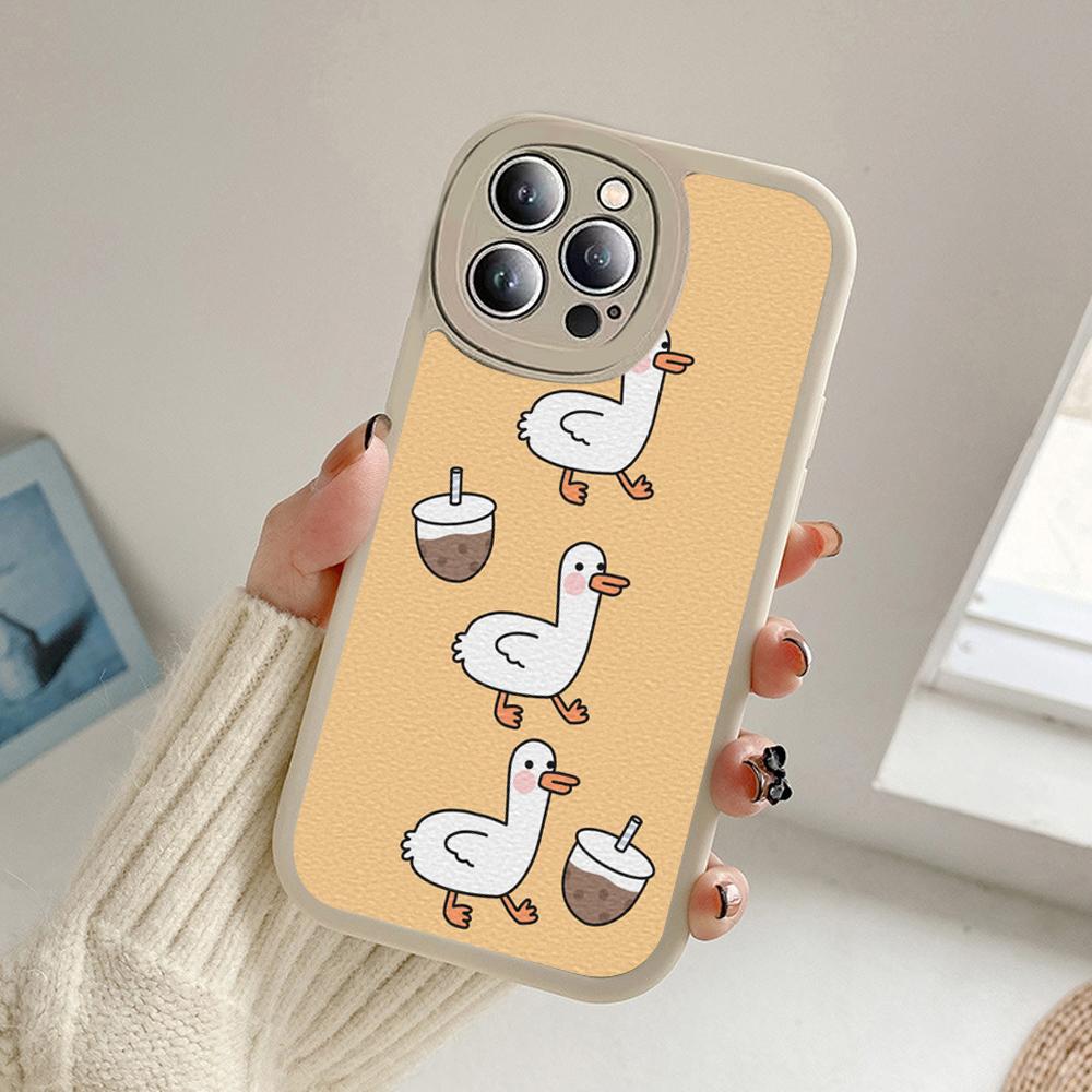 Huse de telefon cu pictură în ulei de rață de desene animate pentru Iphone 14 13 11 12 Pro MAX 13 12 MiNi 7 8plus 14 13 11PRO X XS 12 11 XR Huse din piele de miel