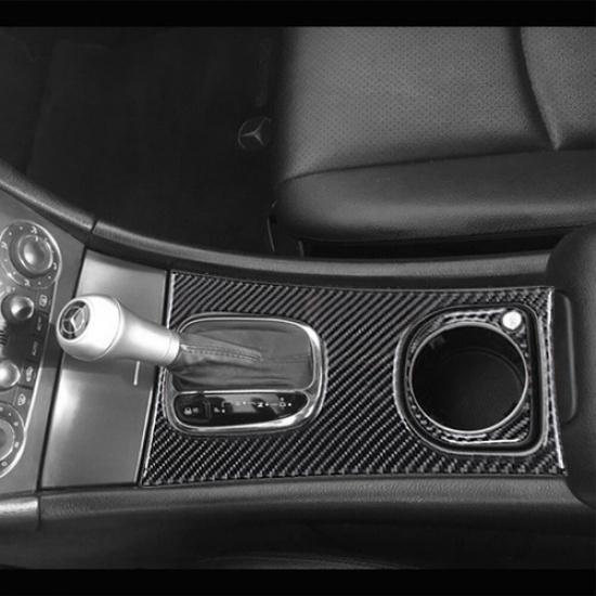 2Pcs Carbon Fiber Interior Gear Shift Cover Trim For Mercedes-Benz C-Class W203