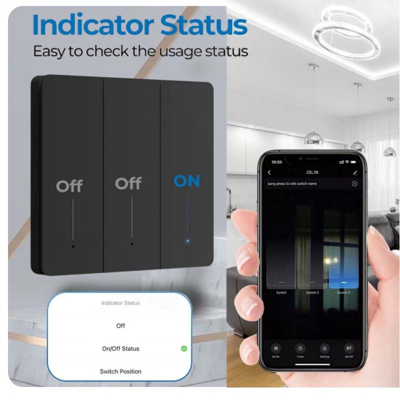 Tuya Zigbee Smart Home Wandknopf: Lichtschalter mit Timer, steuerbar per App und Sprachsteuerung.