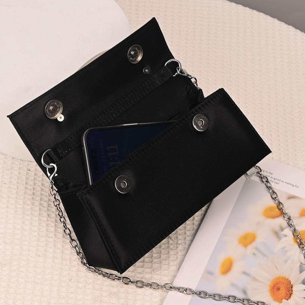 New French Handbag, Small Square Bag, Niche Fashion, Personalized Shoulder Bag, Retro Satin Crossbody Women's Bag