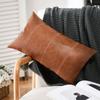 Zipper Style Patchwork Pillow Cover Waterproof Pillowcase PU Leather Throw Pillow Covers  Couch