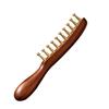 Brass Acupoint Head Massager & Scalp Therapy Comb with Large Tooth Gua Sha, Sandalwood Finish