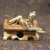Pure Copper Ancient Maid Figurines Miniature Ornaments Paperweight Vintage Figures Office Desktop Decoration Crafts Accessories