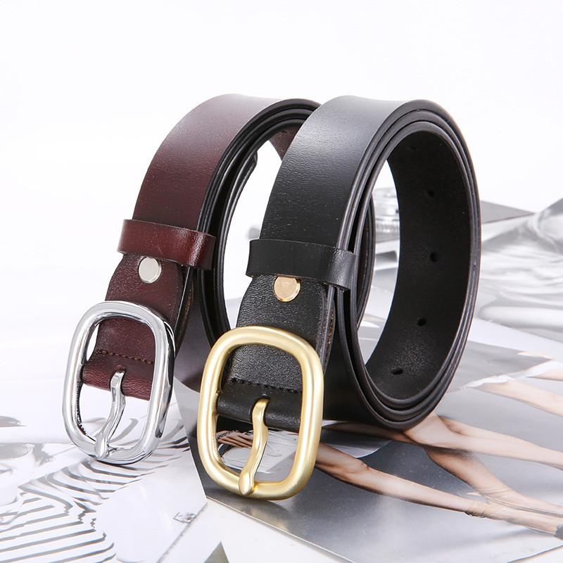 Womens Leather Belt Simple Classic Cowhide Fashion Korean Style For Casual Jeans Wear