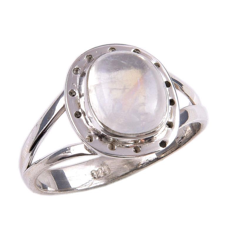 Natural Rainbow Moonstone Gemstone Handmade 925 Solid Silver Gift Ring S.9 R7g56