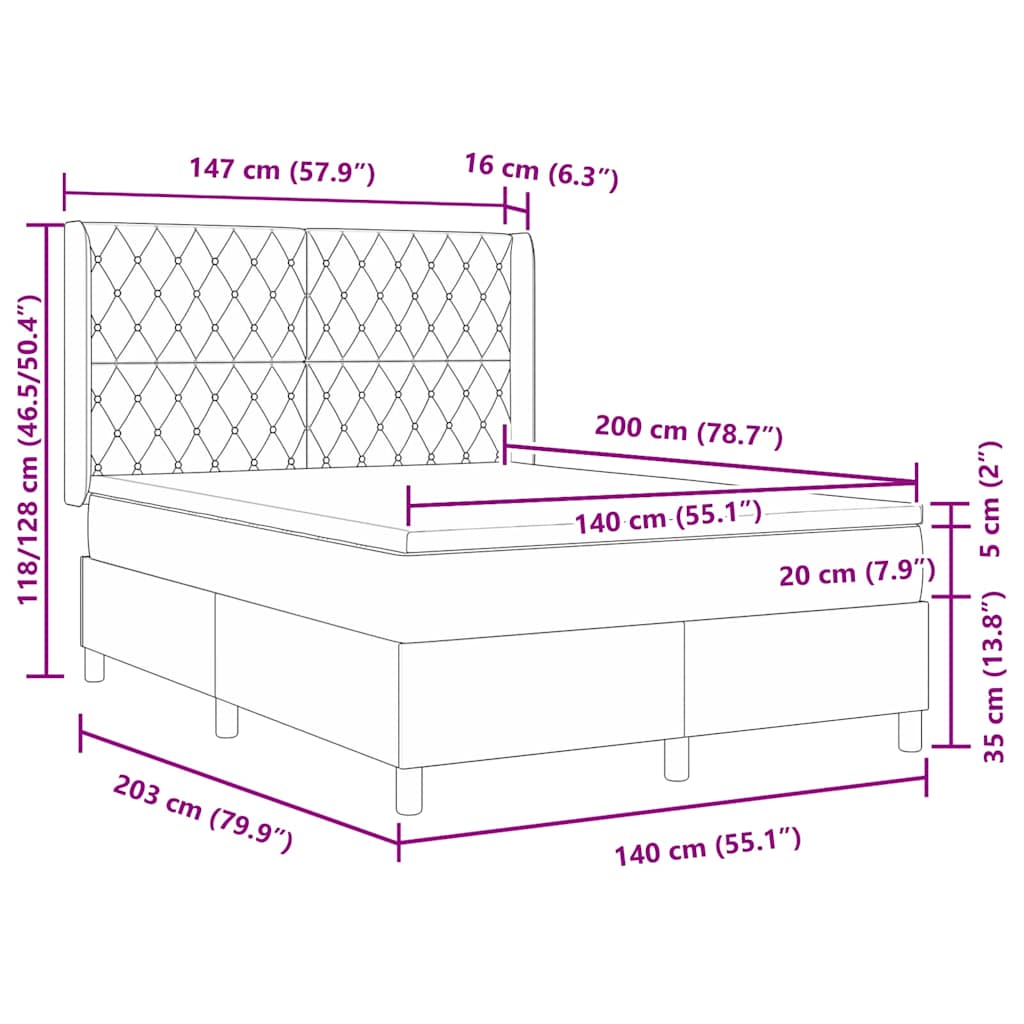 Box Spring Bed with Mattress and Headboard Pink 140 X 200 Cm Velvet