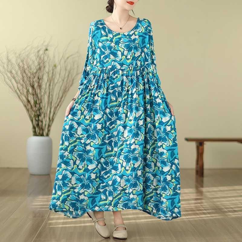 Summer New Vintage Print Literary Dress