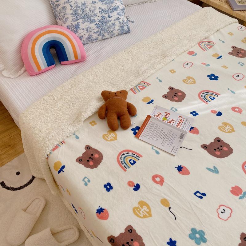 Kinderdecke Niedlicher Cartoon Weich Bequem Kinderdecke für Zuhause Büro Schule Reisen