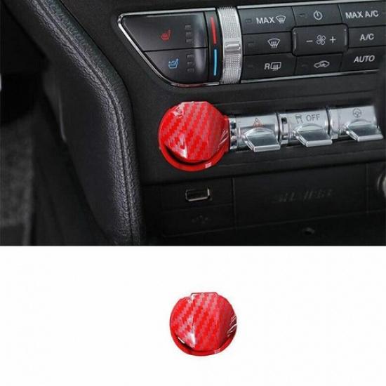 For Ford Mustang 2015- ABS Red Carbon Fiber One-Click Startup Switch Cover