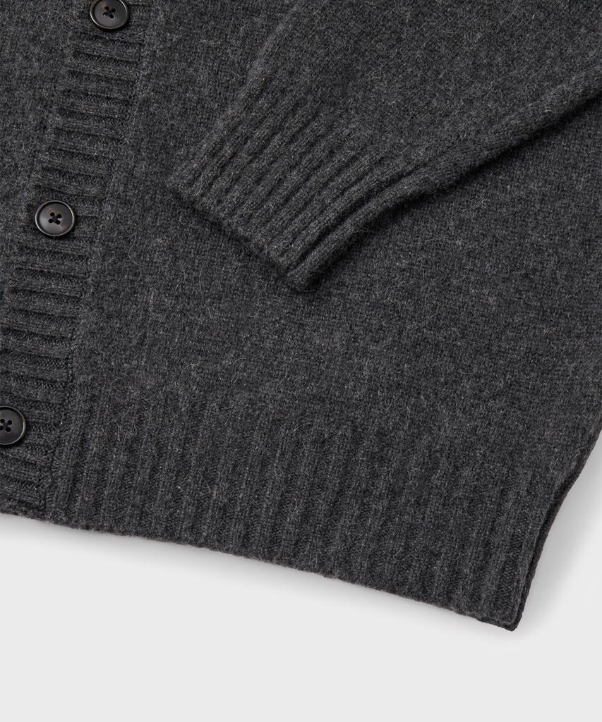 Branded Brushed Alpaca Cardigan [Charcoal]