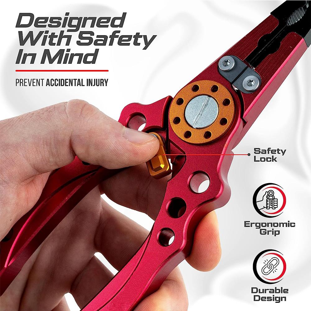 Fishing Pliers Saltwater Resistant Fishing Tools & Sheath Telescopic Lanyard