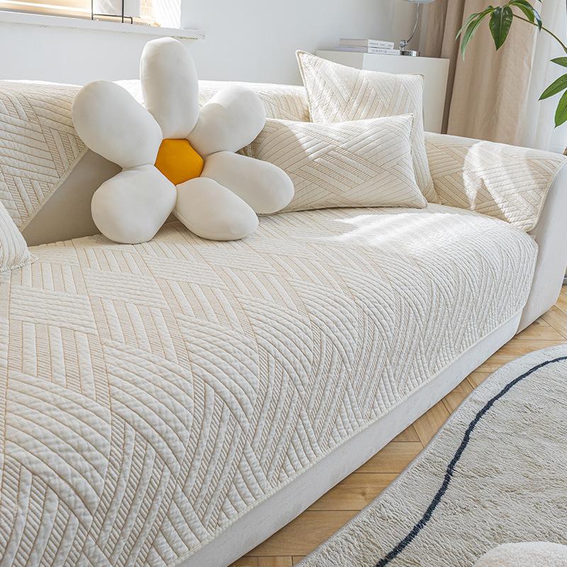 Modern Simple Light Luxury Sofa Cushion, Universal Non-Slip Sofa Cover For All Seasons, Modern High-End Seat Cushion Towel Cover, Cotton