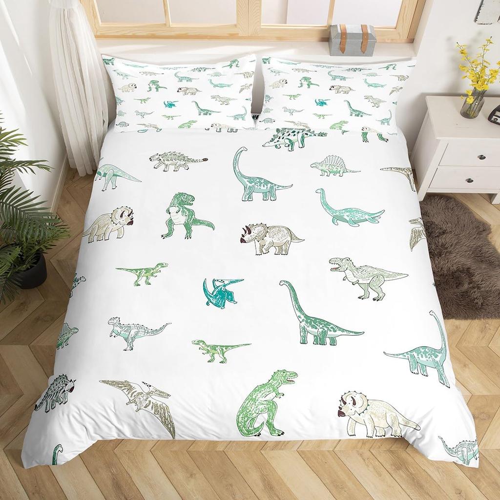Comforter Dinosaur Boys Girls Cute Cartoon Wild Dino Bedding Set For Kids Jungle Animals Comforter Kawaii
