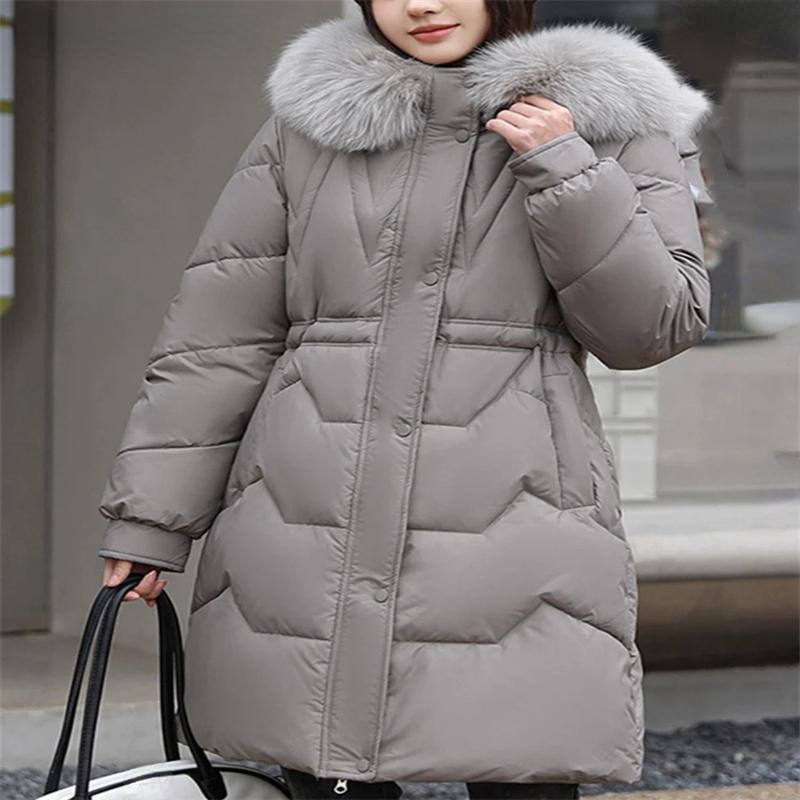 Botvotee Parka solidă pentru femei 2023, la modă nouă, vintage, șic, lejeră, parka cu fermoar, cu mânecă lungă, cu un singur piept