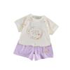 Summer 2026 Girls' Floral T-shirt & Shorts Set - Stylish Round Neck Two-Piece Outfit