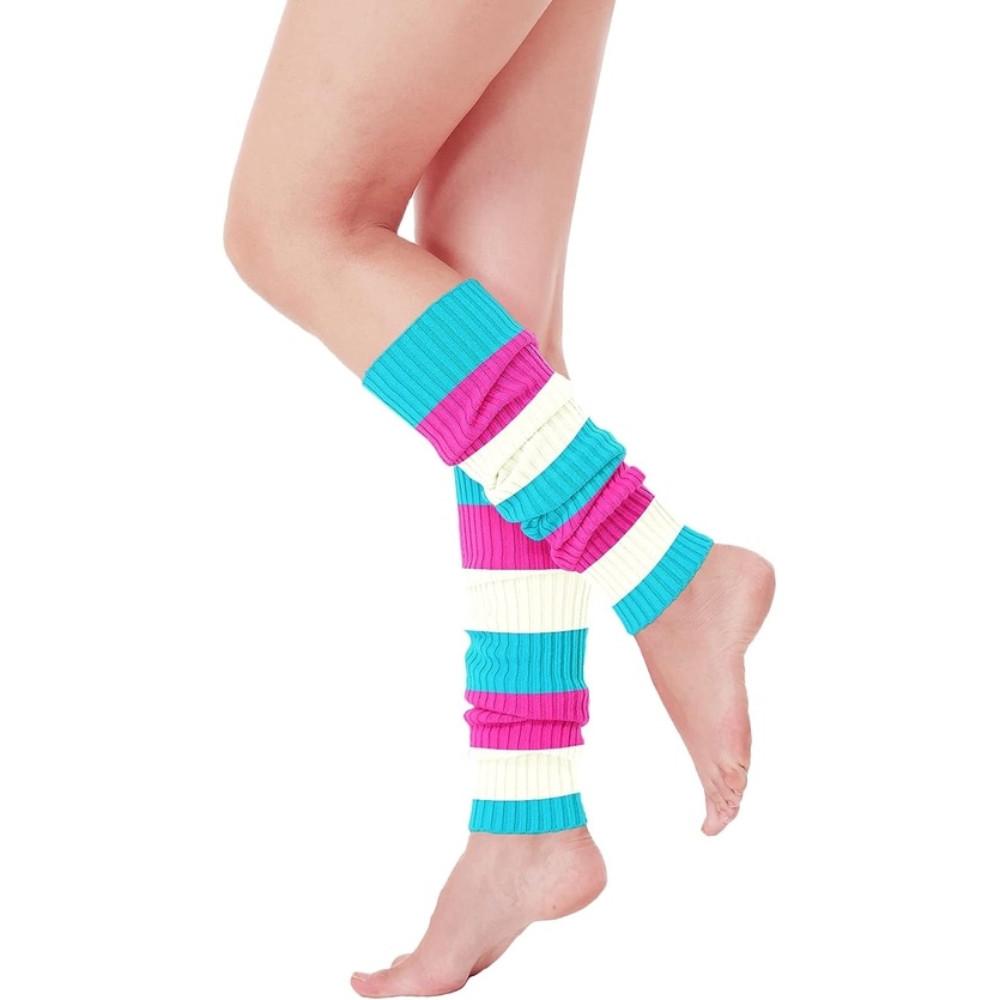 40cm Knitted Leg Warmers Women Sweet Jk Lolita Gothic Striped Harajuku Style Y2k Candy Color Arm Ankle Warm Slouchy Leg Covers