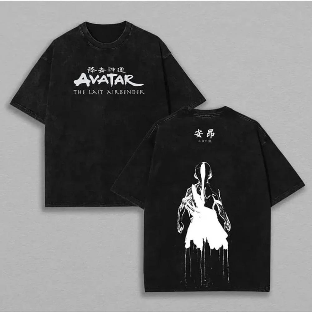 

Avatar Aang Manga T-shirt Men Women Clothing Manga Vintage Oversized Washed T Shirt High Quality Cotton Short Sleeve Tees Tops S чёрный