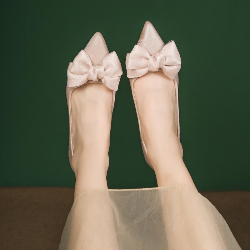 Fashion Temperament Stiletto Single Shoes Autumn New Pointed Toe Shallow Mouth Metal Chain Slip-on Anti-slip Wear-resistant High Heels