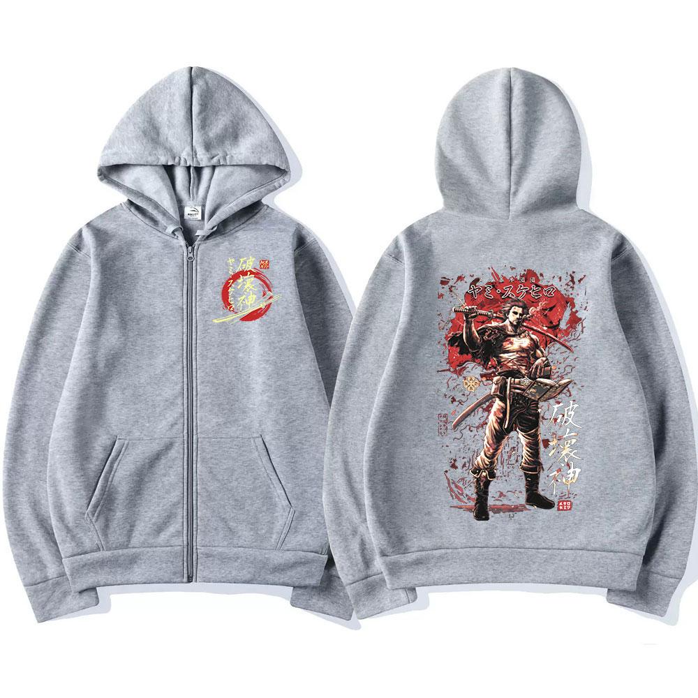 Black Clover Yami Sukehiro Grafik Reißverschluss-Hoodies Vintage Übergroßes Sweatshirt Lange Ärmel Herren Damen Kleidung