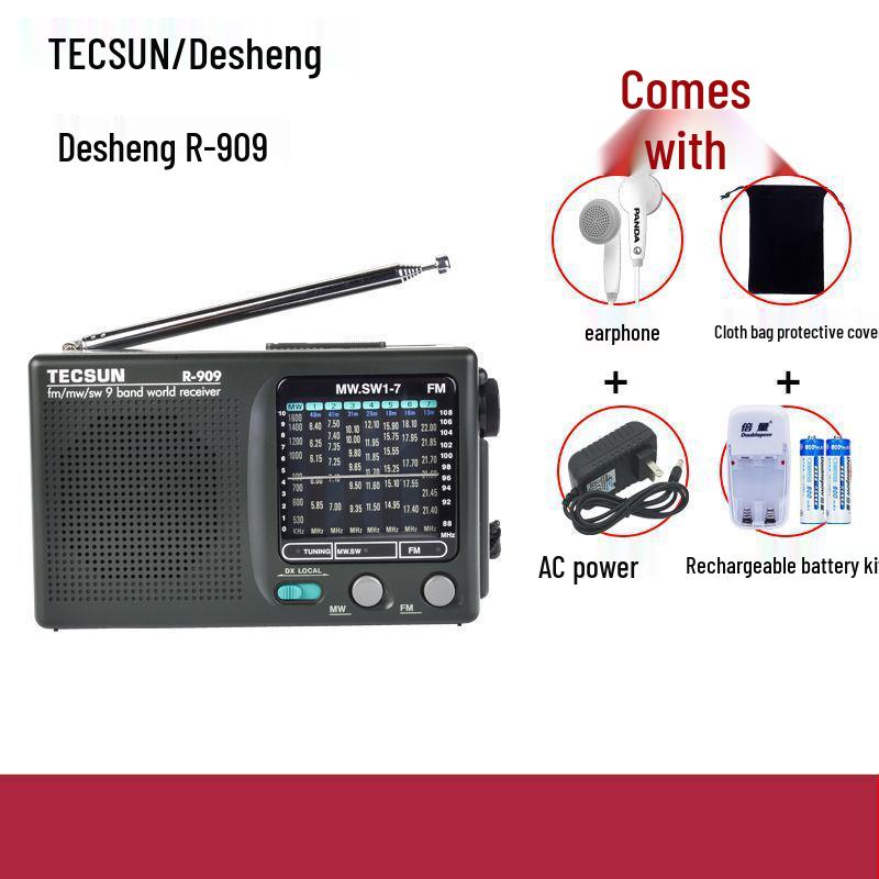 R-909 Tecsun Vintage Multi-band Portable FM Radio for Seniors