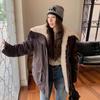 Army green lamb wool cotton-padded clothes women's medium and long winter wind jacket jacket velvet cotton-padded clothes