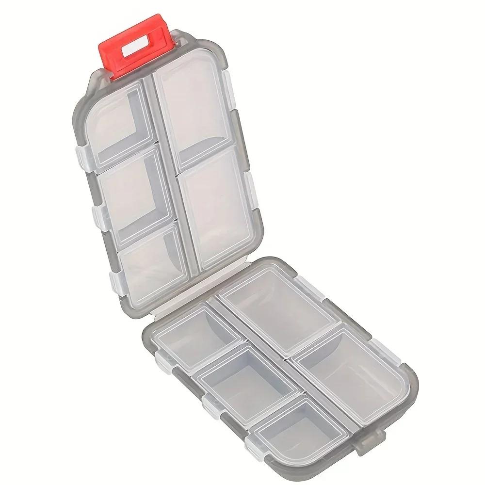 Double-layer Small Pill Box Portable Pill Box Transparent 10-cell Sealed Medicine Storage Box Camping Equipment Survival Kit