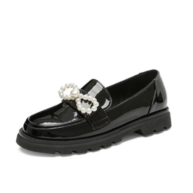 Newest Girls Black Leather Shoes Children Spring/Autumn Kids Soft Bottom Princess Performance Girls Leather Shoes C 28