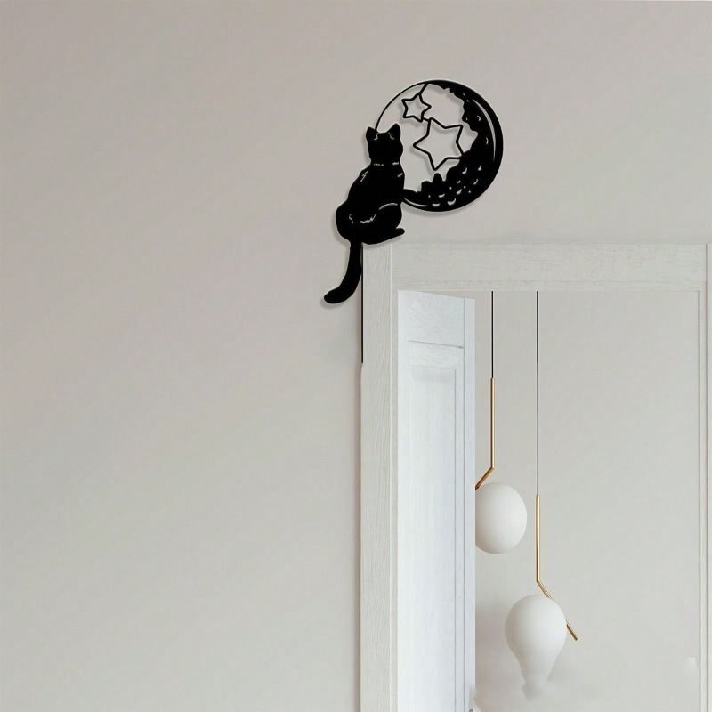 Funny Black Cat Maneki Neko Metal Wall Door Decor Halloween Corner Scare Choice
