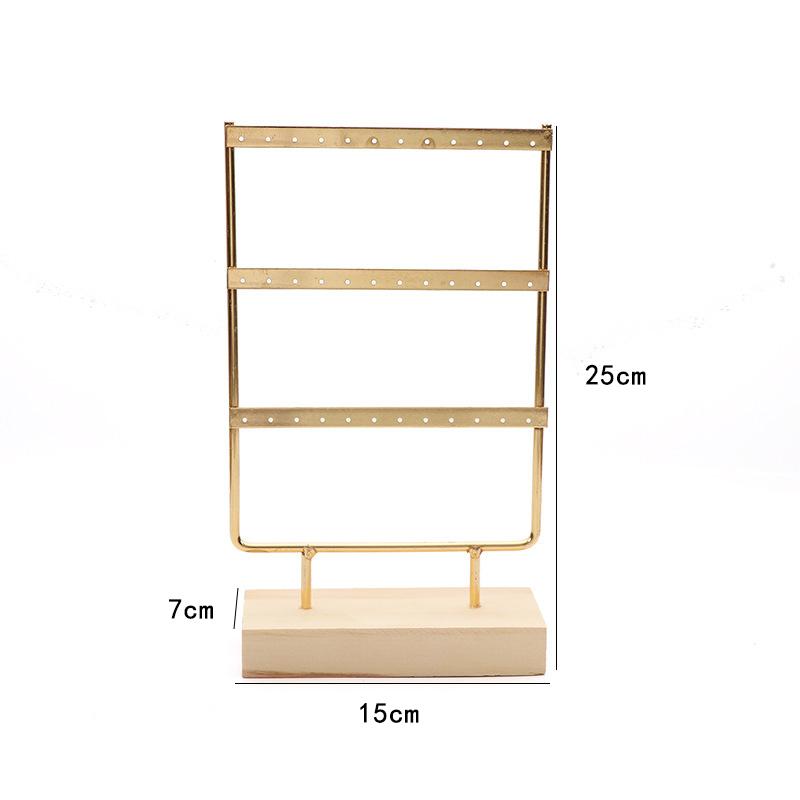 3-Tiers 72 Holes Earring Display Holder,Metal 3 Layers Jewelry Storage Organizer Wood Base Stand Tree,Ear Stud Rack Gift