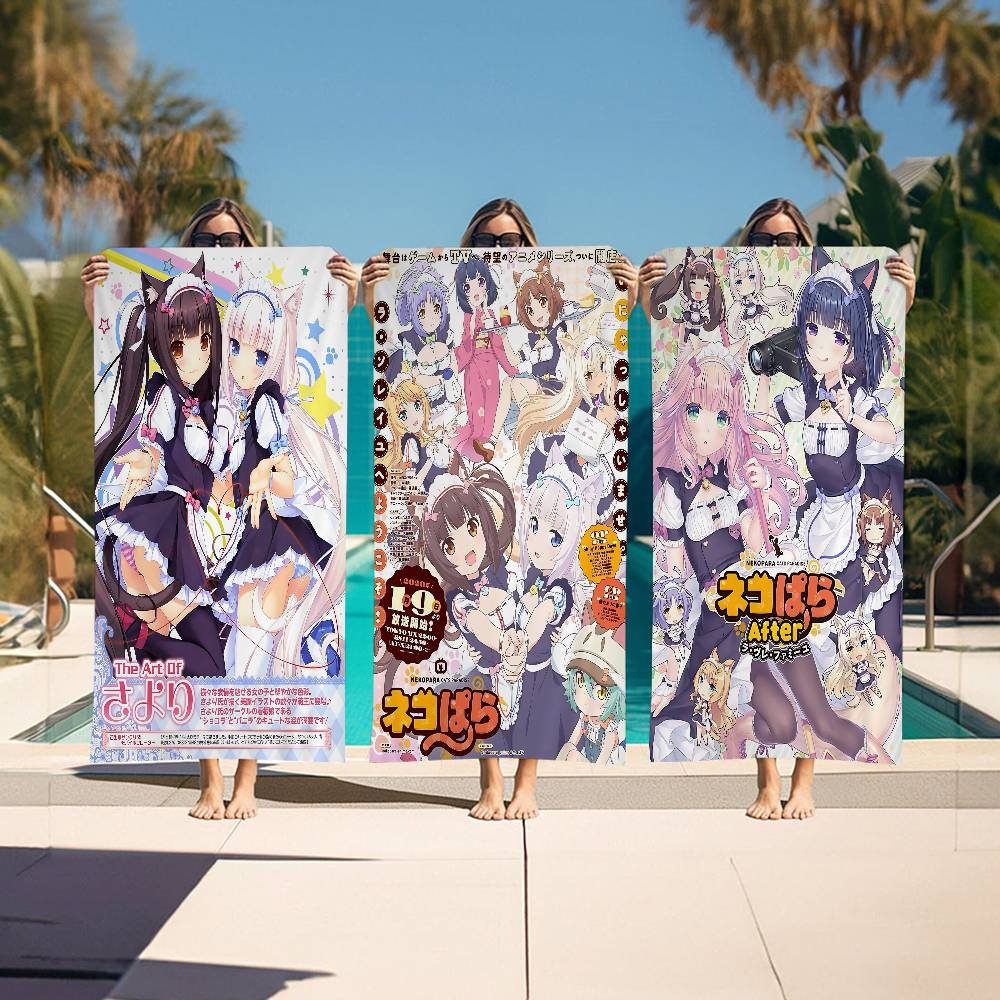 Cartoon N-Nekopara Anime Anime Beach Swimming Towel Soft Absorbent Washcloth Children's Gifts For Kids Travel Camping Gym