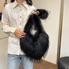 Women Fluffy Shoulder Bag Commuting Shopping Outdoor Travel Crossbody Bags Fashion Portable Female Heart Tote