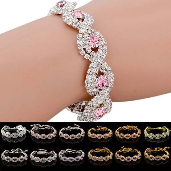Women's Elegant Wedding Banquet Bangle Cocktail Party Rhinestone Bracelet
