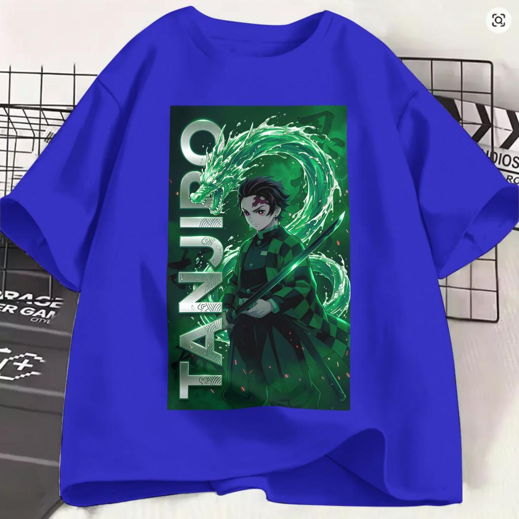 Kamado Tanjiro Tshirt Summer Demon Slayered Trendy Cool Tshirts Male 100 Cotton O Neck Plus Size Top Tees Short Sleeves