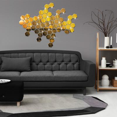 12pcs/set Colored Mirror Wall Sticker Hexagon Art Sticker DIY Decorative Mirror Tiles Sticker SELF Adhesive Household Decoration