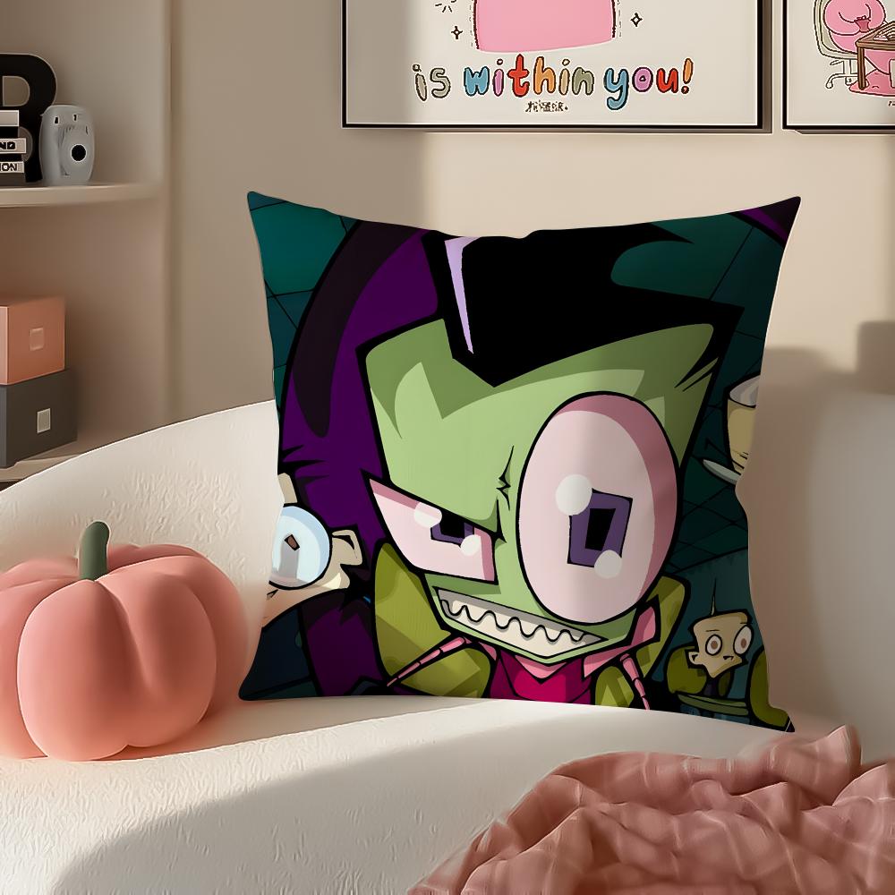 Weird Wacky Absurd Animated Series IInvader Zim Cushion Cover Pillowcase Short Plush Invisible Zipper Room Sofa Cushion Cover