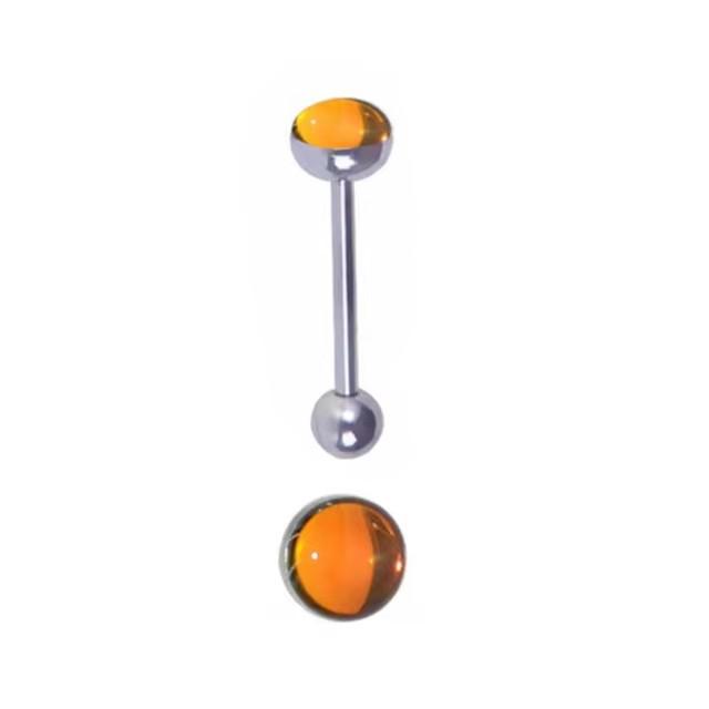 Gradient Flash Titanium Steel Tongue Ring with External Thread, 14G.