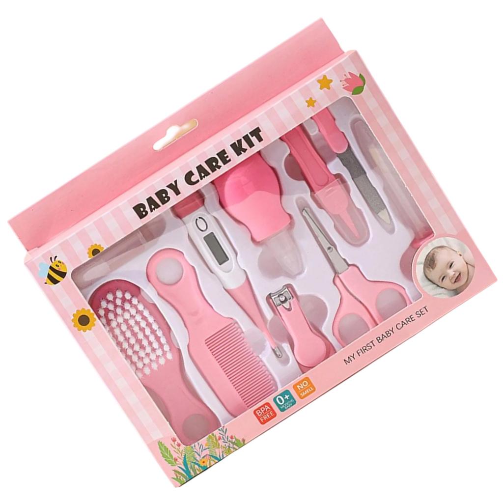 Kit Cura Bebè da 10 Pezzi Include Lima per Unghie, Aspiratore Nasale e Spazzolino da Dita con Pettine per le Esigenze Quotidiane del Neonato