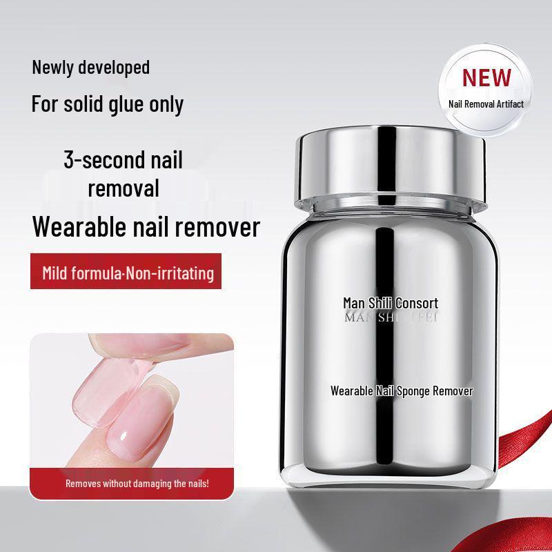 Nail Remover Liquid for Press-On Nails - Quick, Non-Damaging, with Sponge Adhesive Patch Remover