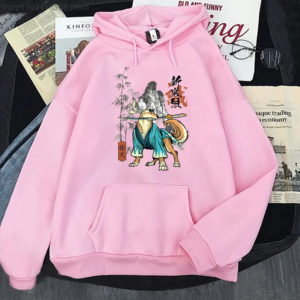 Ramen Shiba Hoodies Women Kawaii Samurai Dog Shinsengumi Shibas Sweatshirt Mens Clothing Fleece Pullovers Clothes
