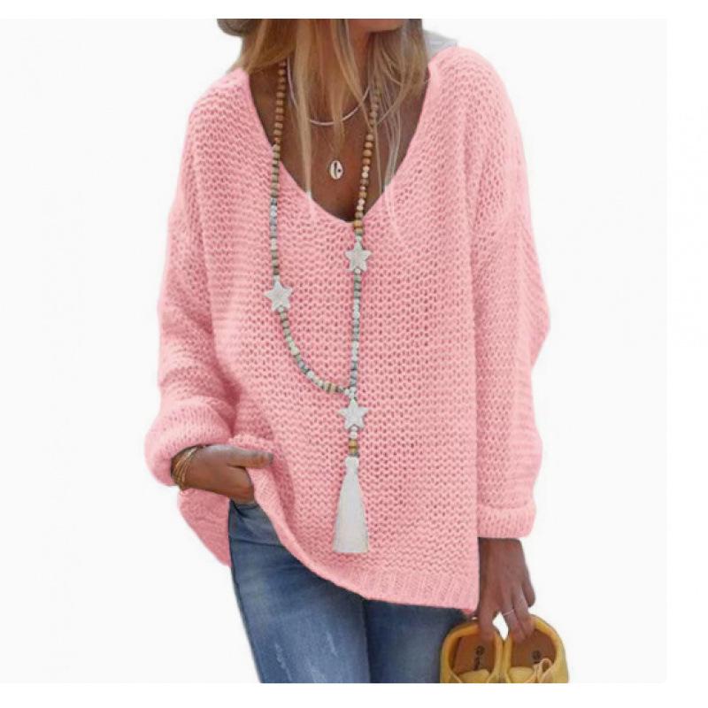 2026 New Style Women's V-neck Knit Sweater - European & American Fashion Long Sleeve Top