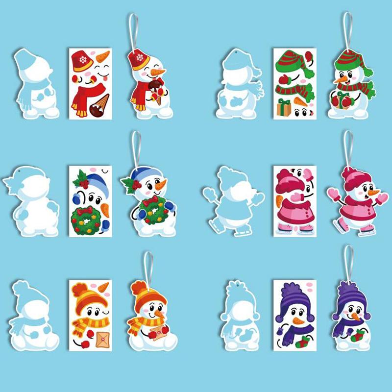 24 Zestawy Świątecznych Zestawów do Tworzenia Bałwana - Zimowe Ozdoby DIY Dekoracje Zestawy Artystyczne - Zrób Własne Naklejki Bałwana Sztuka i Rzemiosło