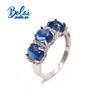 Přírodní kyanit oválný 5*7mm prsten náušnice sada šperků 925 mincovní stříbro jednoduché ženy denní nošení jemné šperky