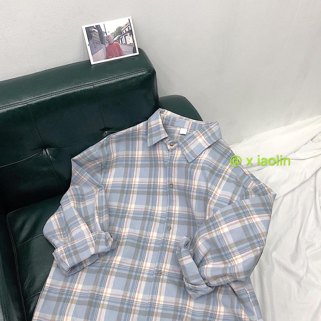 Men's Hong Kong Style Plaid Long-Sleeve Korean Shirt - Trendy Loose-Fit for Spring & Summer, Couple’s Jacket