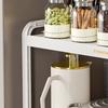 Tabletop Kitchen Storage Rack White Plastic Double Layers Telescopic Kitchen Shelf Organizer for