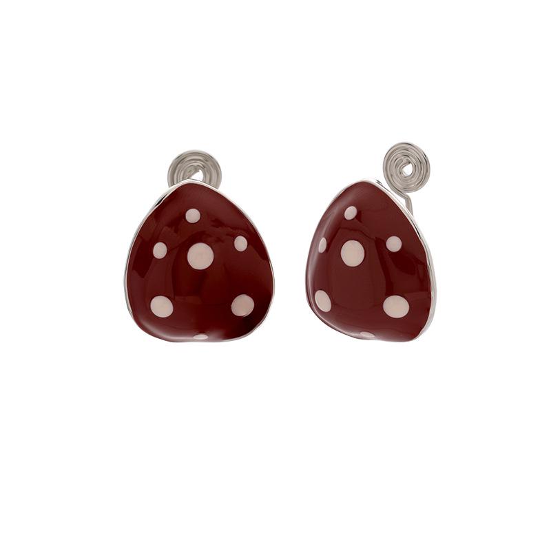 Abstract Geometric Polka Dot Ear Studs - Red Retro Mosquito Coil Design for Autumn and Winter