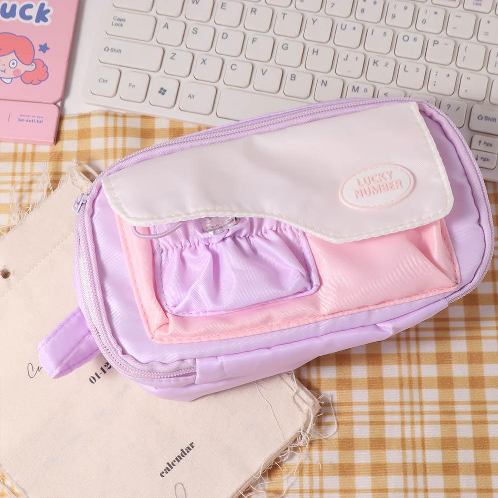 Large Capacity Macaron Color Pencil Bag Cosmetic Storage Pen Pencil Case  Student