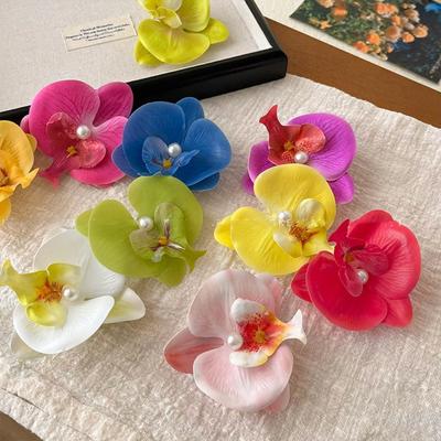 Pince à cheveux en tissu fleur d'orchidée papillon orchidée fille pince à cheveux fleur douce pince à cheveux vacances
