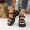 Fashion Women Shoes Black Platform Women Sandals Summer 2024 Female Shoes Woman Block Heel Fashion Buckle Causal Sandals High Quality
