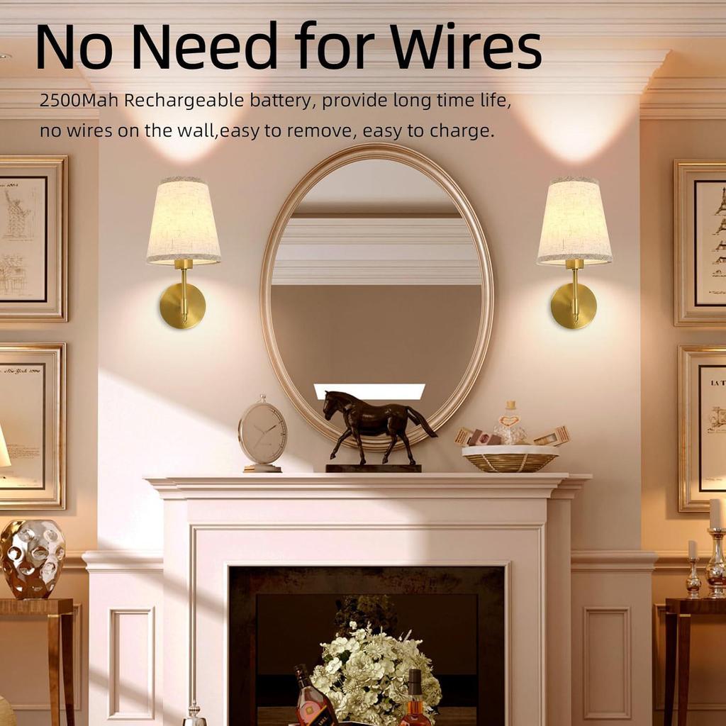 American-Style Wireless RGB Wall Lamp with Remote Control and Fabric Shade for Bedside, Living Room, or Stairwell